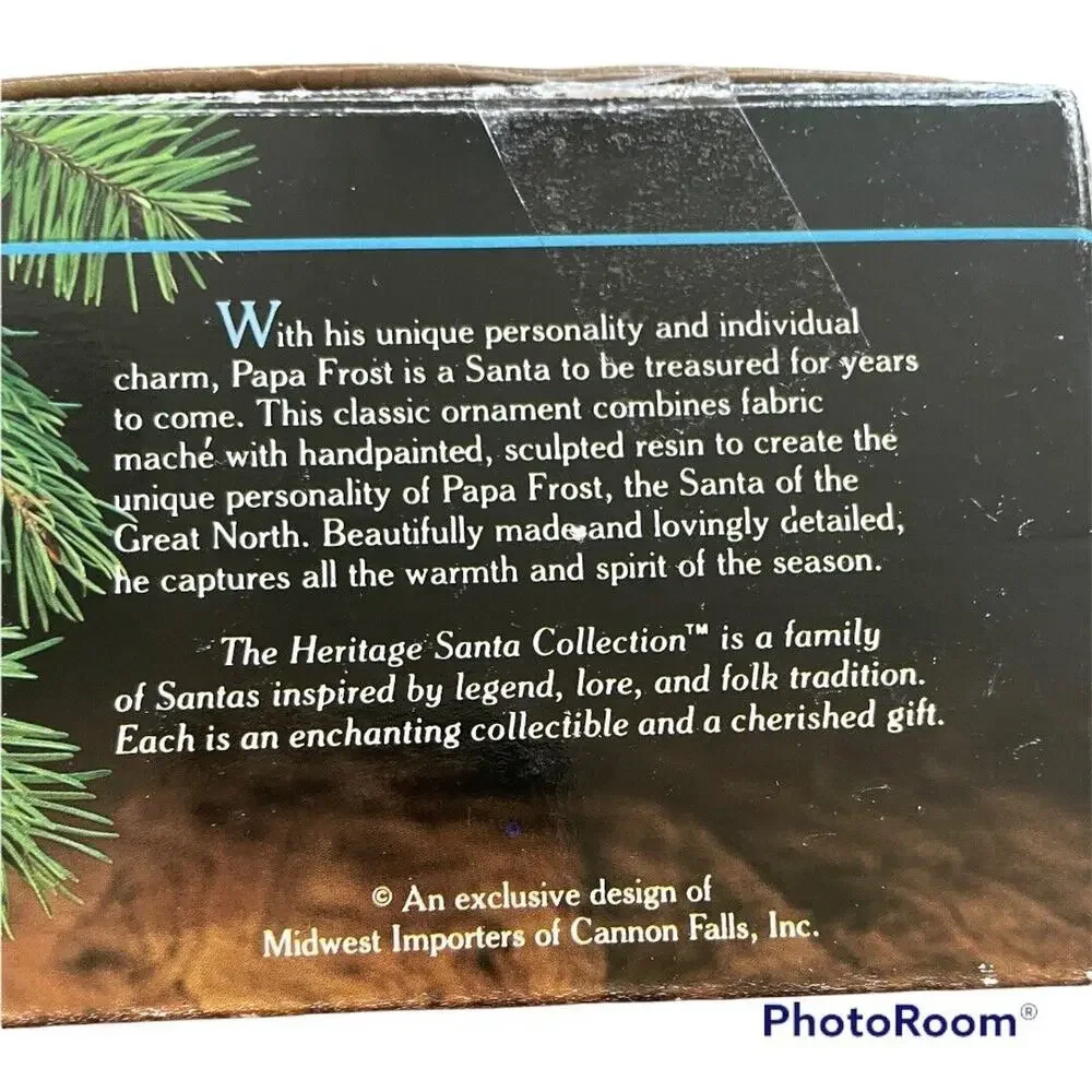 Papa Frost Blue fabric mache ornament Vintage The Heritage Santa Collection RARE